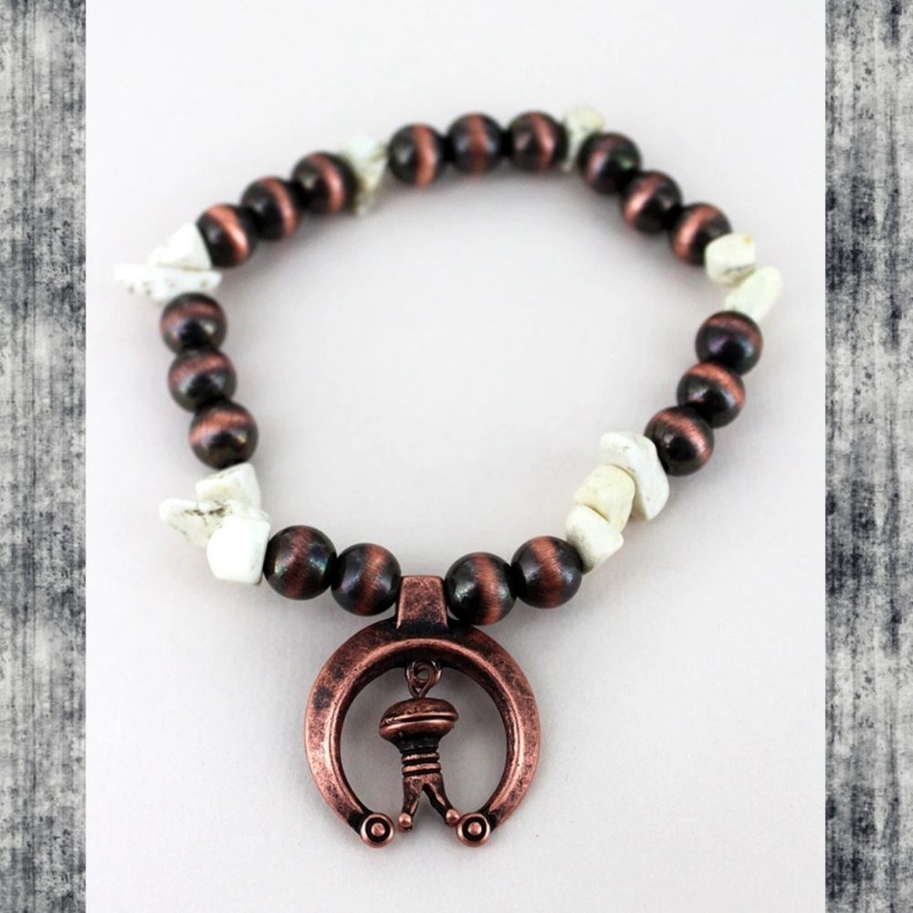 Free Spirit Boho Hippie People naja Squash Blossom beaded bracelet
